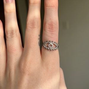 Evil eye crystal ring - silver